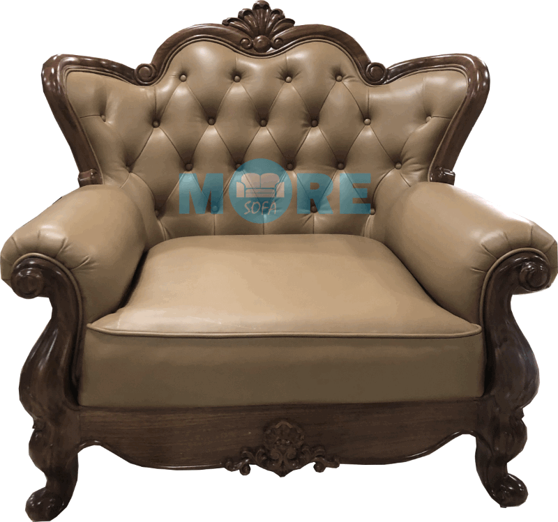 Chung cư Mandarin, Hà Nội sản xuất và thiết kế Sofa đơn Tân cổ điển MS-005 có gỗ tự nhiên Óc chó và bọc da thật nhập khẩu cao cấp.